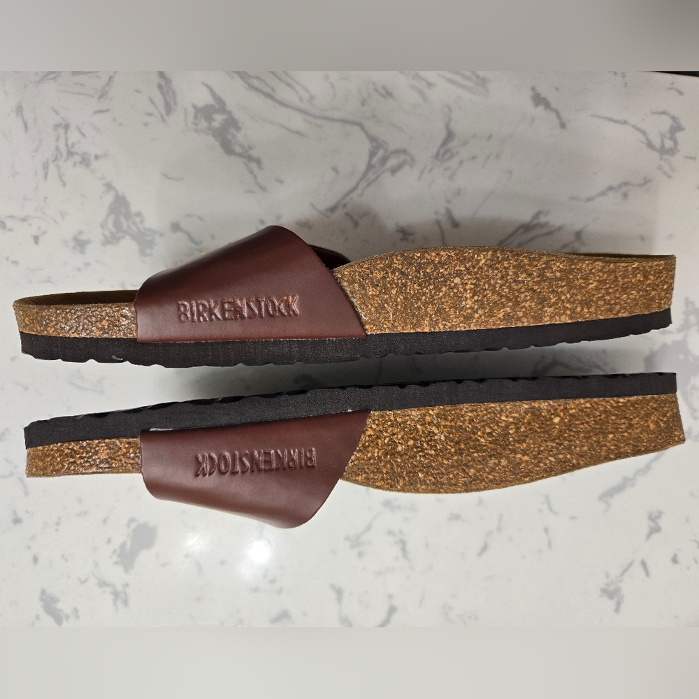 BIRKENSTOCK Slide Sandals with Gold Buckle - Picture 6 of 7